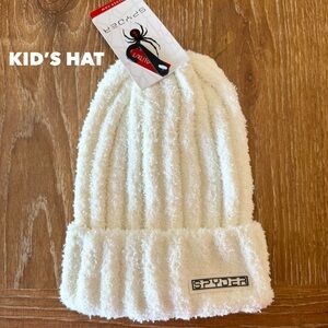 NWT Kid’s Spyder fuzzy ivory knit beanie L / XL 10-16